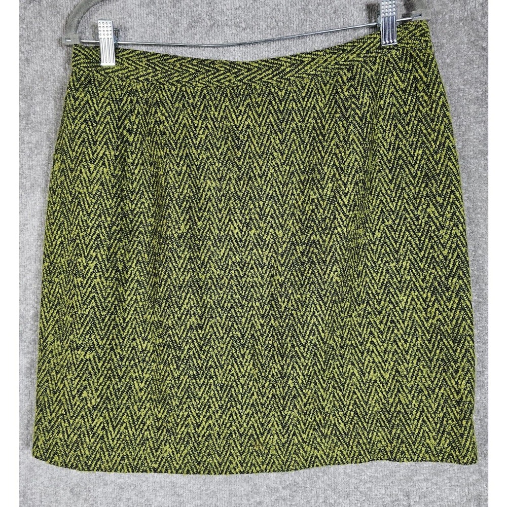 Vintage USA‎ Gianni Sport Wool Blend Tweed Skirt Womens Size 16 Green Black